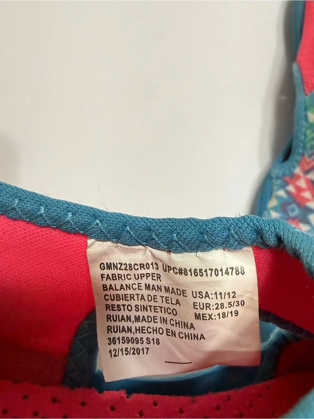 NEWTZ Kids Blue Pink Teal Patterned Slip-On Water Shoes Girl's Sz 11/12